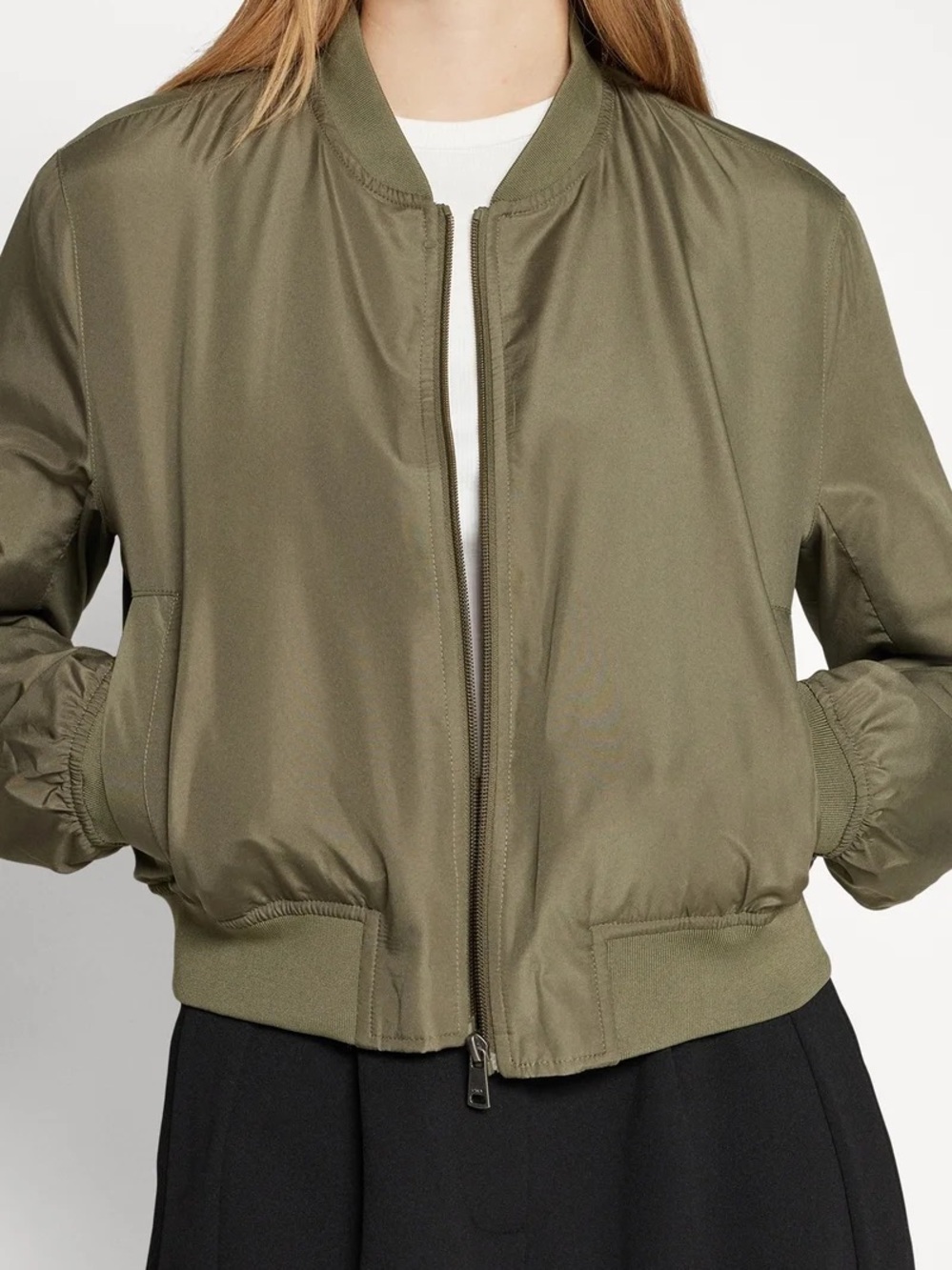 Only Olive Green Bomber Jacket - Women's Zip Front size L